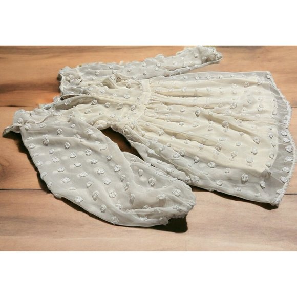 Boho Women Size Small Cream Short Verde‎ Dress Peasant Bohemian Cottagecore - Picture 2 of 12